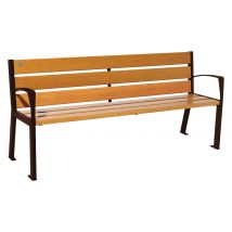Banc Silaos 1.80 Accoudoirs 6 Lames Acier/bois Marron 8017/chêne Clair - Manutan Collectivités