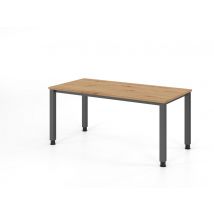Bureau À 4 Pieds Carrés-160x80cm-chêne Ambré-graphite - Manutan Collectivités