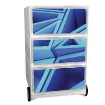 Caisson Mobile Easy Office 3 Tiroirs Rangement Corps Blanc Décor Triangle - Manutan Collectivités