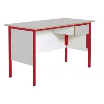 Chaire De Professeur, 1 Tiroir, Plateau Beige, Chants Plaqués, Piètement Rouge - Manutan Collectivités