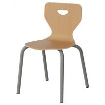 Chaise Malibu 4 Pieds - T4 - Coque Hêtre Piètement Alu Gris 9006 - Manutan Collectivités