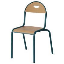Chaise Malibu 4 Pieds - T5 - Assise/dossier Hêtre Piètement Acier Bleu 5025 - Manutan Collectivités