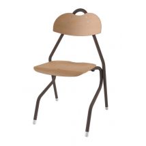 Chaise Tempo Ast - T6 Coque Bois Naturel - Alu Noisette Cuir - Manutan Collectivités