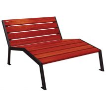 Chaise Longue Silaos 2 Places Acier Et Bois - Noir 9005/acajou - Manutan Collectivités