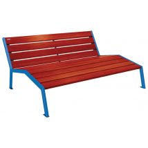 Chaise Longue Silaos 3 Places Acier/bois - Bleu 5010/acajou - Manutan Collectivités