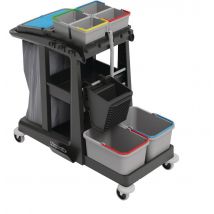 Chariot Avec Support Sac, Zone De Stockage, Kit De Lavage - Manutan Collectivités
