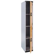 Colonne 2 Cases Larg. 30cm Socle Moraillon 1 Étagère Fixe Alu/abricot - Manutan Collectivités