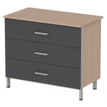 Commode Cubik 3 Tiroirs Chêne De Hongrie/ardoise - Manutan Collectivités