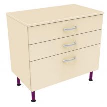 Commode Evolution 3 Tiroirs Pieds Fuchsia Ral4006 - Manutan Collectivités