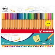 Etui De 30 Stylos-feutres Stabilo Point 88 - Dont 5 Fluo - Manutan Collectivités