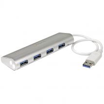 Hub Usb 3.0 Compact À 4 Ports Avec Câble Intégré - Argent - Manutan Collectivités
