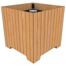 Jardinière Stopy Anti Bélier 400 L Béton + Métal - Teck Effet Lames - Manutan Collectivités
