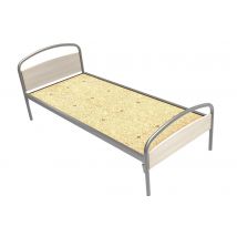 Lit Thelia Tête/pied Panneau Sommier Aggloméré 90x200cm Alu/pin Crème - Manutan Collectivités