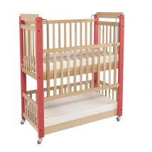 Lit Crèche Duo Double Niveau + Matelas 120x60 Cm Piètement Corail - Manutan Collectivités