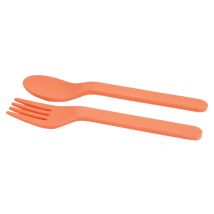 Lot De 12 Sets De 2 Couverts : 1 Cuillère 1 Fourchette Pla - Orange - Manutan Collectivités