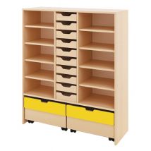 Meuble Basik 10 Tir. Carton 2 Grands Tiroirs 10 Cases 112x39x131cm Hêtre - Manutan Collectivités