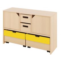 Meuble Basik 2 Tiroirs Carton 2 Grands Tiroirs - Portes 112x39x74 Cm Hêtre - Manutan Collectivités