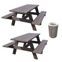 Pack 2 Tables Eco 145 En Kit + 1 Poubelle Escapade 90l Avec Élastique - Manutan Collectivités
