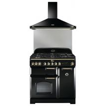 Pack Piano De Cuisson + Hotte + Crédence Cdl90dfbl/b-fp2 - 5 Feux Gaz - Falcon - Manutan Collectivités