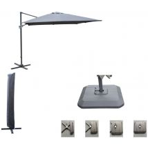 Pack : Parasol Déporté 3 X 3 M Inclinable - Housse Et Pied - Gris - Manutan Collectivités
