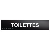 Plaque De Porte En Braille Et En Relief Wc 25 X 5cm Plaque Noire - Manutan Collectivités