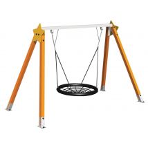 Portique Bois Collectivités Fixation Platine - Avec Balançoire ''nid D'oiseau'' - Manutan Collectivités
