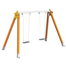 Portique Bois Pour Collectivités Fixation Platines - Avec 2 Balançoires - Manutan Collectivités