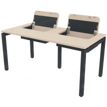 Poste Écran Rabattable Arcade 2 Places 160x80 Cm - Bouleau / Anthracite - Manutan Collectivités