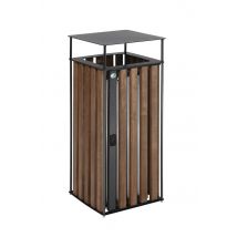 Poubelle 51 L - Bandes Bois Hêtre De 4 Côtes Laquées - Argent Antique - Manutan Collectivités