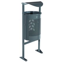 Poubelle Chambéry Eco Avec Couvercle Acier 60 L - Gris - Manutan Collectivités