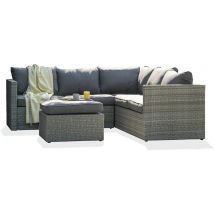 Salon Jardin D'angle Bonheur 5 Places En Résine Tressée Gris - Manutan Collectivités
