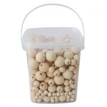 Seau De 600 Perles Rondes Bois Naturel, Tailles Assorties - Manutan Collectivités