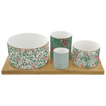 Set Apéritif 4 Coupelles En Porcelaine Sur Plateau Bambo-easy Life - Manutan Collectivités