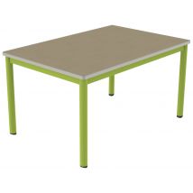 Table Carélie Mobile 120x80cm T4 - 4p Stra Polyuré. Hêtre Miel Beige/vert Acide - Manutan Collectivités