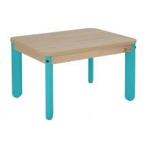 Table Lili 60 X 50 Cm T0 Plateau Hêtre Piètement Bleu Turquoise - Manutan Collectivités