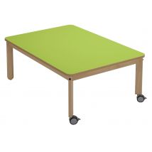 Table Lili Plateau 160x80 T2 Vert - Pièt. Hêtre - Roulettes - Manutan Collectivités