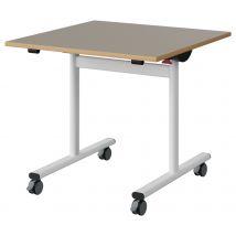 Table Malibu Rabattable 80x80 Cm T5 - Dl - Stratifié Alaisé - Gris Argile/blanc - Manutan Collectivités