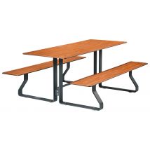 Table Bancs Hysope 1.80 M Trou Parasol Teck/métal Gris 7016 - Manutan Collectivités
