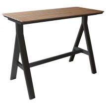 Table Haute Leather 150 Cm Teck/alu - Teck/graphite - Manutan Collectivités