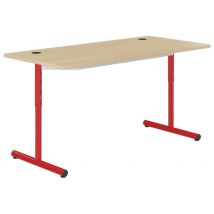 Table Info Hubbe 150x70 Cm Réglable T3 À T6 Stra Chants Polypro - Hêtre/rouge - Manutan Collectivités