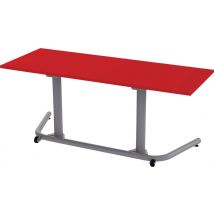 Table Mobile Nomade Rectangulaire 130x50 Cm Mélaminé T3 Rouge - Manutan Collectivités