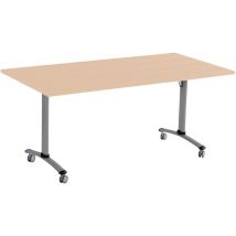 Table Pliante Axe 80x80 Chêne /alu - Manutan Collectivités
