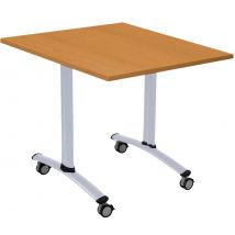 Table Pliante Axe Carrée 80x80 Cm Merisier/alu - Manutan Collectivités