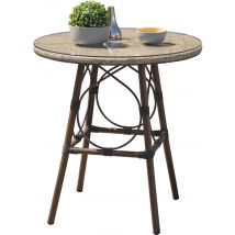 Table Ronde Jardin Ushuaia Ø70cm Marron+textilène Lin - Manutan Collectivités