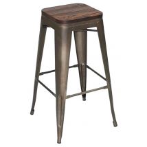 Tabouret Mill Structure Métal Bronze - Assise Bois - Manutan Collectivités