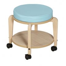 Tabouret Adulte Lili T3 Assise Bois/coussin Bleu Turquoise - Manutan Collectivités