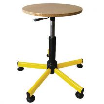 Tabouret Réglable De 43 À 63 Cm Par Vérin À Gaz, Piétement Jaune, Sur Patins - Manutan Collectivités