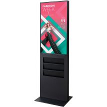 Totem Rack Noir Avec Écran 43'' Samsung Et Porte Brochures A4 - Manutan Collectivités
