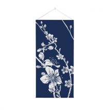 Tapisserie Murale Fleurs De Cerisier Japonais Abstraites Bleues