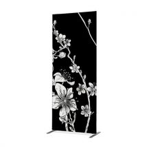 Cloison Déco En Tissu Fleurs De Cerisier Japonais Abstraites Noires